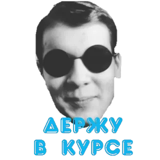 ✋️ ДЕРЖУ В КУРСЕ man, portret, zonnebril, tekst, russisch telegram sticker