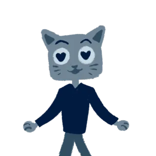 😍 кот, антропоморфный, глаза-сердечки, мультфильм, персонаж telegram sticker