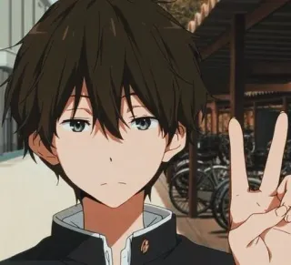 📜 anime boy, peace sign, anime character, school uniform, cartoon, male, peace telegram sticker
