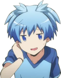 😰 Nagisa Shiota Assassination Classroom Anime, Ragazzo, Capelli blu, Personaggio, Nagisa Shiota, Assassination Classroom telegram sticker