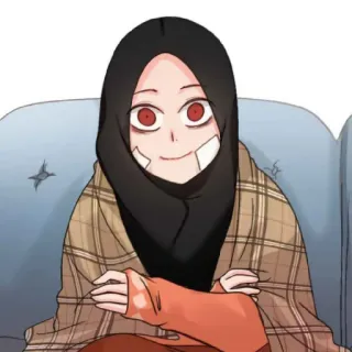 😄 头巾, 穆斯林, 毯子, 围巾, 女人, 动漫, 卡通 telegram sticker