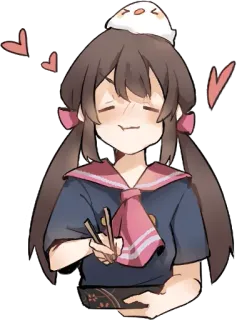 😍 Anime, Lindo, Dibujos animados, Chica, Comida, Palillos telegram sticker
