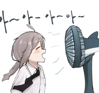 💨 아~ 아~ 아~ 아~ girl, fan, summer, wind, anime telegram sticker