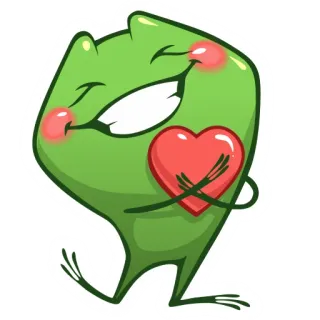 😘 coração, amor, verde, desenho animado, personagem, fofo telegram sticker