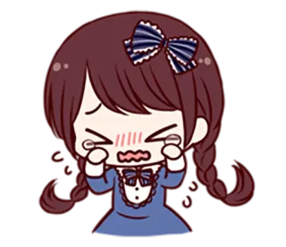 😀 울음, 만화, 애니메이션, 슬픈, 감정적인, 소녀 telegram sticker