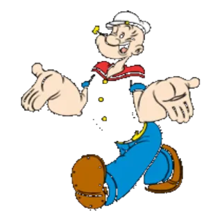 😄 Popeye การ์ตูน, กะลาสี, ป๊อปอาย, อนิเมชั่นคลาสสิก, ตัวละคร telegram sticker