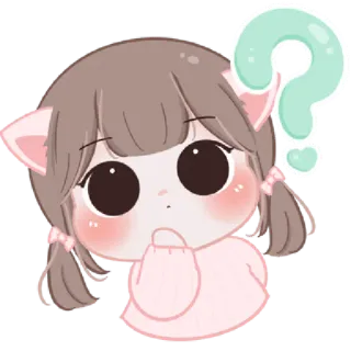 🤔 anime meisje, vraagteken, schattig, kawaii, sticker telegram sticker