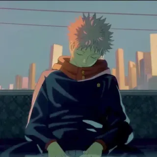 😴 Yuji Itadori Jujutsu Kaisen anime, jujutsu kaisen, yuji itadori, sorcery, cursed energy, shonen, manga telegram sticker