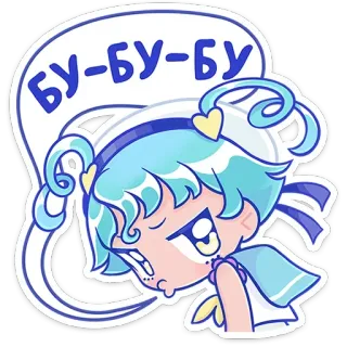 👻 Бу-бу-бу Anime, Lindo, Pelo azul, Manga, Dibujos animados, Kawaii telegram sticker