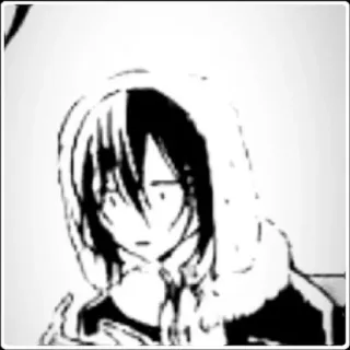 😳 Anime, Mangá, Personagem, Capuz, Preto e branco, Ilustração telegram sticker