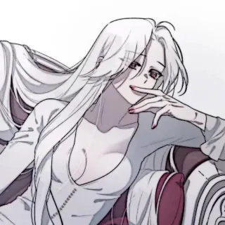 🕊 Аниме стиль, Бледная женщина, Длинные белые волосы, Женщина, Иллюстрация telegram sticker