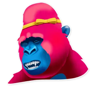🤣 gorila, animal, macaco, desenho animado, rosa, azul, adesivo telegram sticker