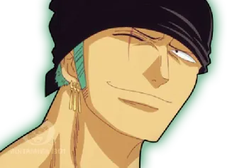 🙂 Zoro One Piece anime, pirate, swordsman, green hair, scar telegram sticker