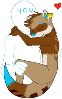 🤗 You hug, love, heart, affection, furry, animal, cartoon telegram sticker
