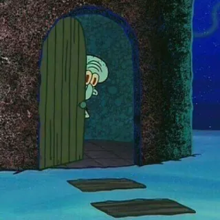 ⚓️ Squidward Spongebob Squarepants Dessin animé, Calamar, Porte, Coup d'œil, Bob l'éponge telegram sticker