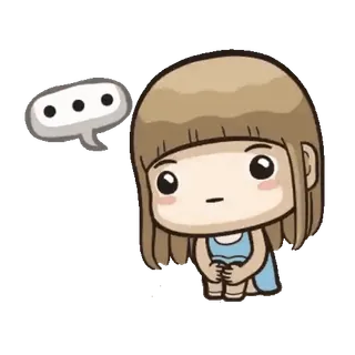 👧 kreskówka, dziewczyna, myślenie, dymek, słodkie, kropki telegram sticker
