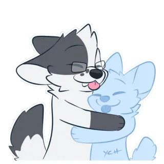 💕 漫画, 動物, ハグ, 可愛い, フレンドリー, イラスト telegram sticker