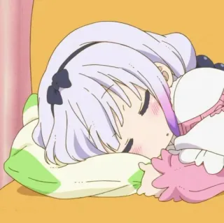 🍡 Kanna Kamui Miss Kobayashi's Dragon Maid kanna kamui, dragon maid, animé, dormir, mignon, kawaii telegram sticker