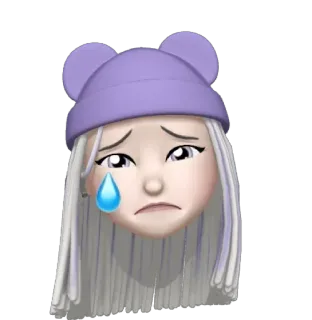 😢 Biểu tượng cảm xúc, khóc, buồn, Memeoji, nước mắt, tím, khuôn mặt whatsapp sticker