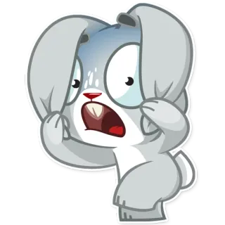 😨 ウサギ, 漫画, 可愛い, ステッカー, 動物, 怖い telegram sticker