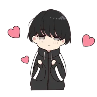 🥰 Anime, Ragazzo, Cuori, Cartone animato, Carino telegram sticker