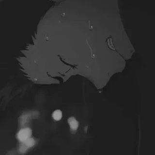 🖤 smutny, anime, płacz, deszcz, emocjonalny, czarno biały telegram sticker