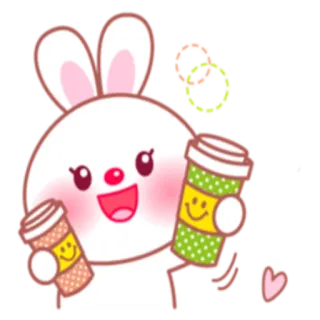 🍶 rabbit, coffee, cute, kawaii, bunny, drink, beverage, animal whatsapp sticker