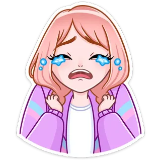 😭 плачущий, грустный, расстроенный, эмоция, мультфильм, девочка, персонаж telegram sticker