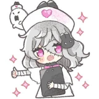 👍 anime, enfermera, lindo, kawaii, personaje, pegatina telegram sticker