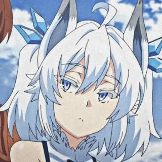 💙 Anime, Personaggio, Orecchie da lupo, Capelli bianchi telegram sticker