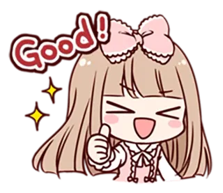 😀 Good! 애니메이션, 여자, 귀여운, 엄지 척, 긍정적, 이모티콘 telegram sticker