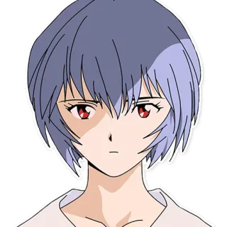 😐 Rei Ayanami Neon Genesis Evangelion anime, rei ayanami, evangelion, character, cartoon, portrait telegram sticker