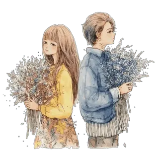 💐 couple, fleurs, triste, amour, relation, romance whatsapp sticker