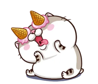 🤪 고양이, 아이스크림, 만화, 동물, 귀여운, 스티커 telegram sticker