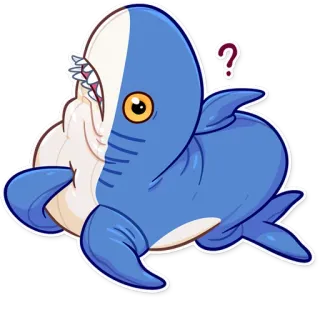 😳 requin, dessin animé, animal, mer, mignon, question telegram sticker