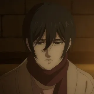 ⚔️ Mikasa Ackerman Attack on Titan Anime, Garota, Cachecol, Triste, Personagem, Ataque dos Titãs, Mikasa telegram sticker