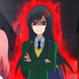 🍀 Anime, Boos, Schooluniform, Meisje, Cartoon, Personage telegram sticker