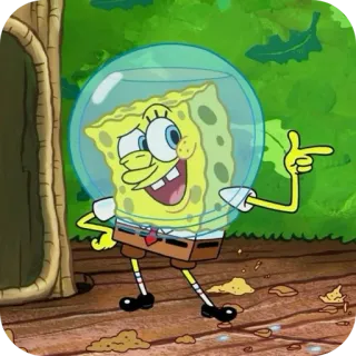 😏 SpongeBob SquarePants cartoon, animation, character, sea, pointing telegram sticker