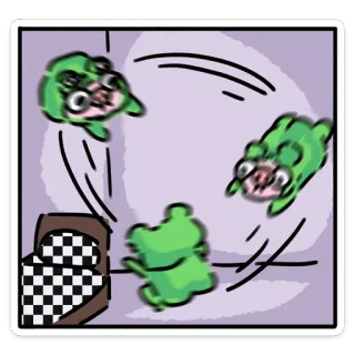 🤦‍♀️ 青蛙, 圆形, 可爱, 卡通, 绿色 telegram sticker