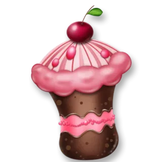 🧁 Cupcake, Dessert, Sucré, Cerise, Nourriture whatsapp sticker