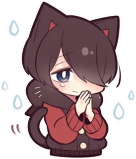 🙏 Anime, Gatto, Triste, Carino, Supplicante, Preoccupato whatsapp sticker