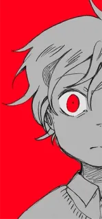 🙀 Anime, Manga, Ritratto, Disegno, Illustrazione, Occhio rosso, Scala di grigi, Arte telegram sticker