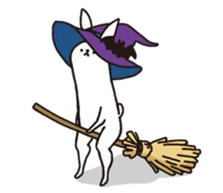 🐇 chien, sorcière, halloween, balai, déguisement, mignon, magie telegram sticker