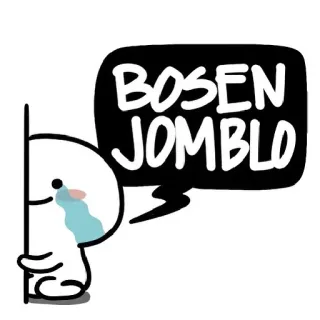 🥲 BOSEN JOMBLO solo, triste, soltero, cansado de estar soltero, dibujo animado, llorando, ilustración telegram sticker