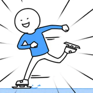 ⛸ ice skating, winter sport, cartoon, figure skating, stick figure whatsapp sticker