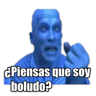 😠 ¿Piensas que soy boludo? โกรธ, ท่าทาง, คำถาม, สีน้ำเงิน, ไม่สุภาพ whatsapp sticker