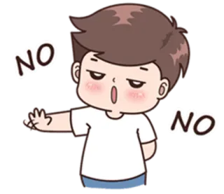 ✋ NO NO non, rejet, désaccord, négatif, dessin animé, garçon telegram sticker