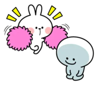 ♥️ bunny, rabbit, pink pom poms, cartoon, cute, kawaii, sticker telegram sticker