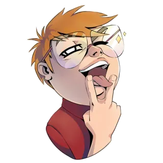 👅 dessin animé, personnage, geste, langue, lunettes whatsapp sticker