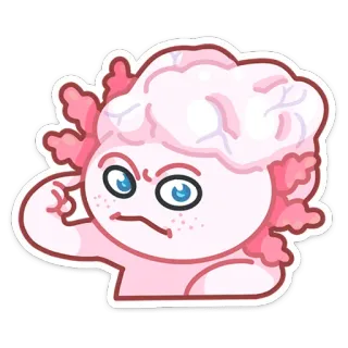 😒 Axolotl, Dessin animé, Rose, En colère, Doigt pointé, Mignon, Drôle, Meme whatsapp sticker